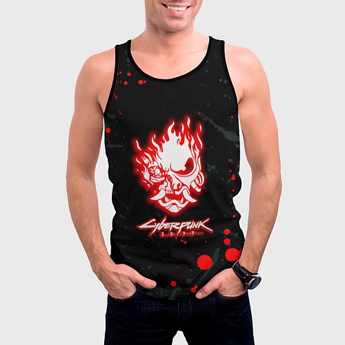 Мужская майка без рукавов Samurai flame logo / 3D-Черный – фото 3