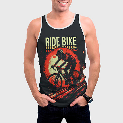 Мужская майка без рукавов Ride bike / 3D-Белый – фото 3