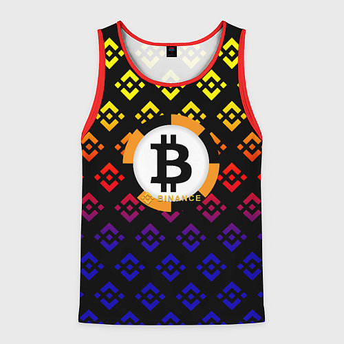 Мужская майка без рукавов Bitcoin binance / 3D-Красный – фото 1