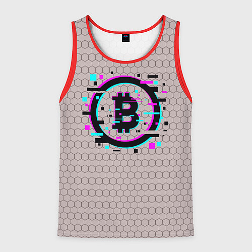 Мужская майка без рукавов Биткоин символ - сетка / 3D-Красный – фото 1