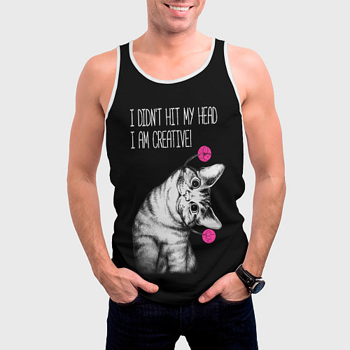 Мужская майка без рукавов Я не ударился головой - я креативный / 3D-Белый – фото 3