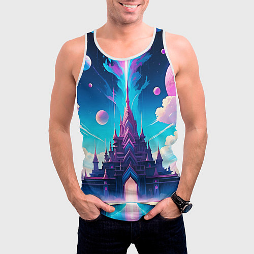 Мужская майка без рукавов Сказочный город - пейзаж / 3D-Белый – фото 3