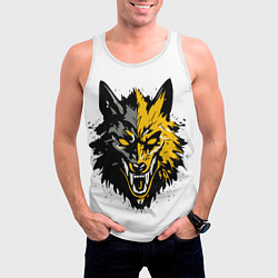 Майка-безрукавка мужская Злой желтый волк, цвет: 3D-белый — фото 2