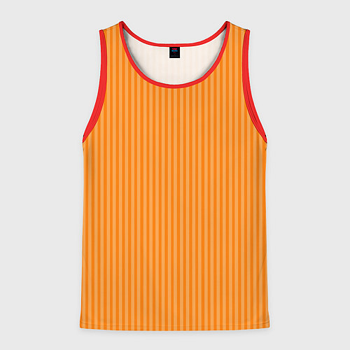 Мужская майка без рукавов Оранжевый в тонкую полоску / 3D-Красный – фото 1