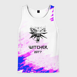 Майка-безрукавка мужская The Witcher colors neon, цвет: 3D-белый