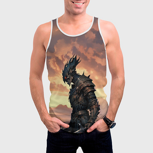 Мужская майка без рукавов Боевая нежить на закате дня / 3D-Белый – фото 3