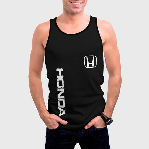 Мужская майка без рукавов Honda white logo auto / 3D-Черный – фото 3