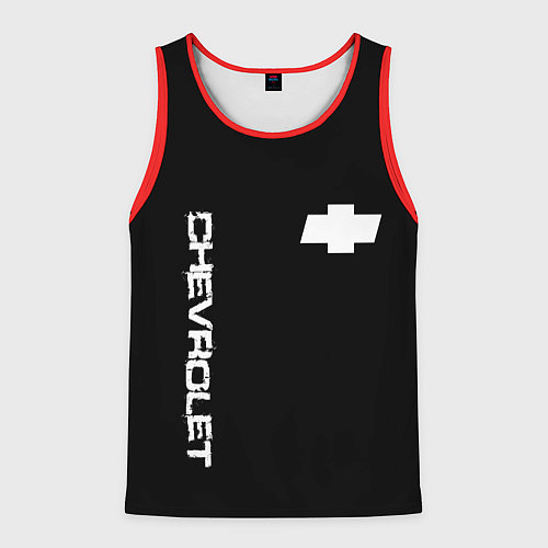 Мужская майка без рукавов Chevrolet white logo auto / 3D-Красный – фото 1