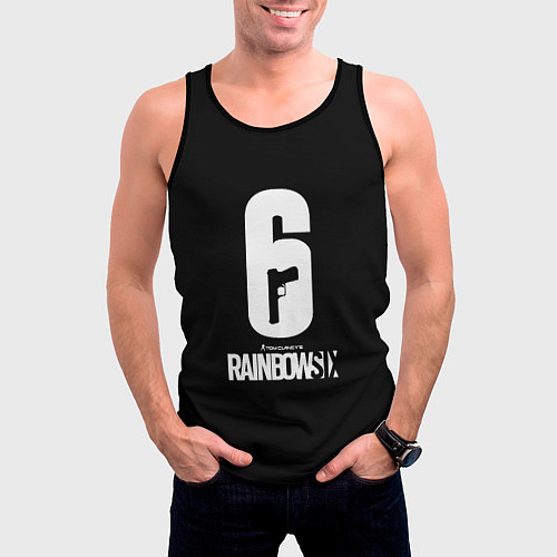 Мужская майка без рукавов Rainbow six ubisoft game / 3D-Черный – фото 3