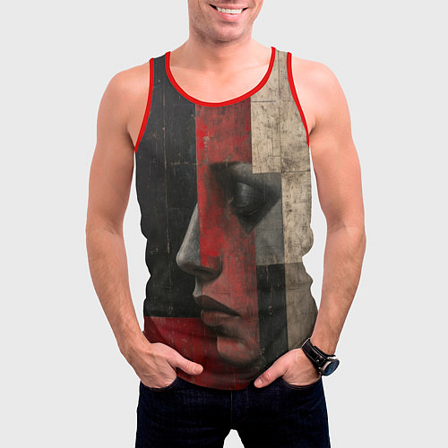 Мужская майка без рукавов Женщина в прямоугольниках / 3D-Красный – фото 3