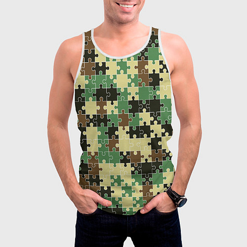 Мужская майка без рукавов Красочный камуфляжный пазл / 3D-Белый – фото 3