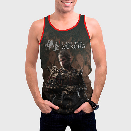 Мужская майка без рукавов Sun Wukong Black myth wukong / 3D-Красный – фото 3