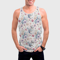 Майка-безрукавка мужская Бельчонок в цветах, цвет: 3D-белый — фото 2