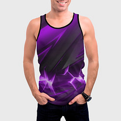 Майка-безрукавка мужская Фиолетовая объемная абстракция, цвет: 3D-черный — фото 2