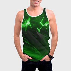 Майка-безрукавка мужская Яркая зеленая объемная абстракция, цвет: 3D-белый — фото 2