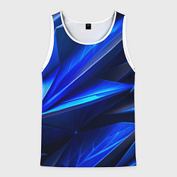 Майка-безрукавка мужская Синяя геометрическая абстракция, цвет: 3D-белый