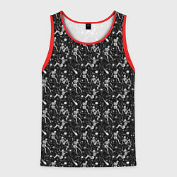 Майка-безрукавка мужская Скетч с изображением скелетов на черном фоне, цвет: 3D-красный