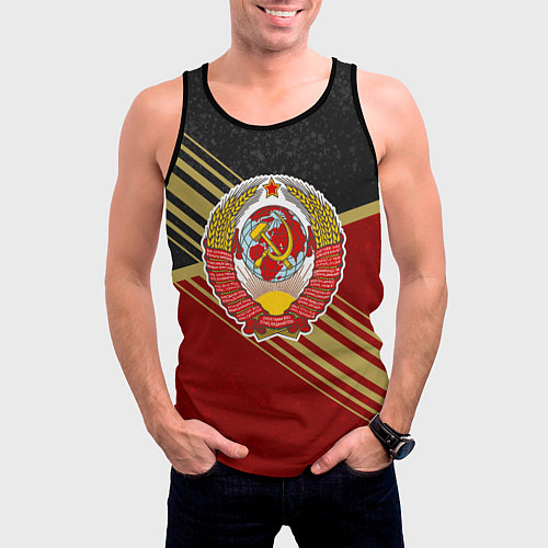 Мужская майка без рукавов Советский - Герб СССР / 3D-Черный – фото 3