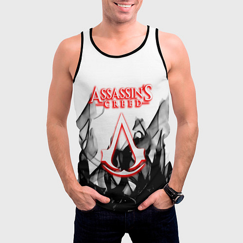 Мужская майка без рукавов Assassins Creed огненное лого гейм / 3D-Черный – фото 3