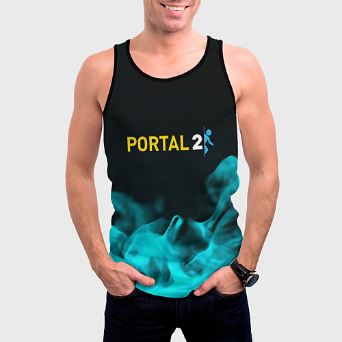 Мужская майка без рукавов Portal fire blue / 3D-Черный – фото 3
