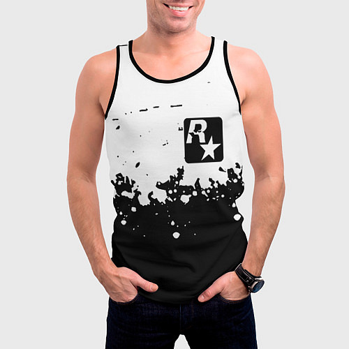 Мужская майка без рукавов Рокстар краски / 3D-Черный – фото 3