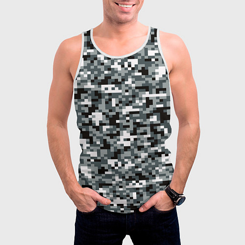 Мужская майка без рукавов Камуфляжные пиксели текстура / 3D-Белый – фото 3