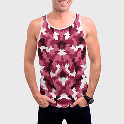 Майка-безрукавка мужская Розовые пиксели камуфляж, цвет: 3D-белый — фото 2