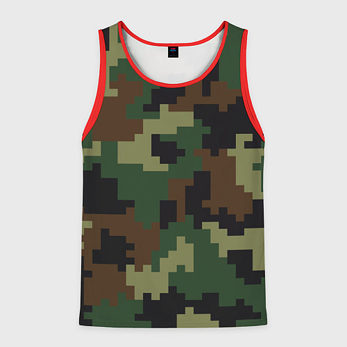 Мужская майка без рукавов Камуфляж хаки текстура / 3D-Красный – фото 1