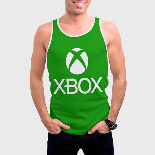 Мужская майка без рукавов X-box logo green / 3D-Белый – фото 3