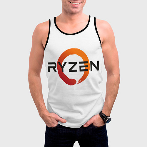 Мужская майка без рукавов AMD ryzen logo white / 3D-Черный – фото 3