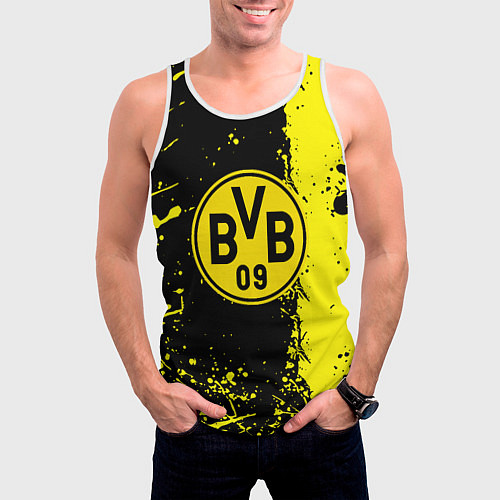 Мужская майка без рукавов Borussia fc краски / 3D-Белый – фото 3