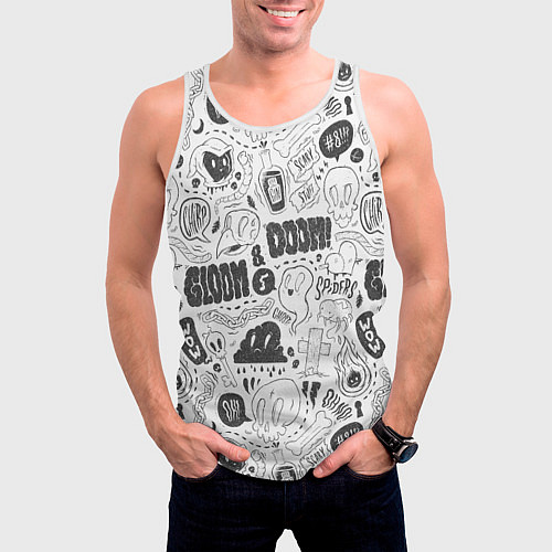 Мужская майка без рукавов Мрак и обречённость - приведения: паттерн / 3D-Белый – фото 3