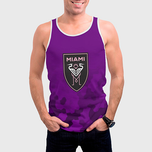 Мужская майка без рукавов Inter Miami logo pattern / 3D-Белый – фото 3