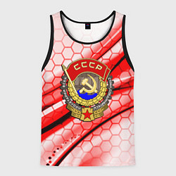 Майка-безрукавка мужская СССР текстура броня, цвет: 3D-черный