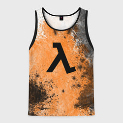 Майка-безрукавка мужская Half life оранжевые краски, цвет: 3D-черный