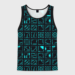 Майка-безрукавка мужская Квадратные геометрические инженерные синие схемы п, цвет: 3D-черный