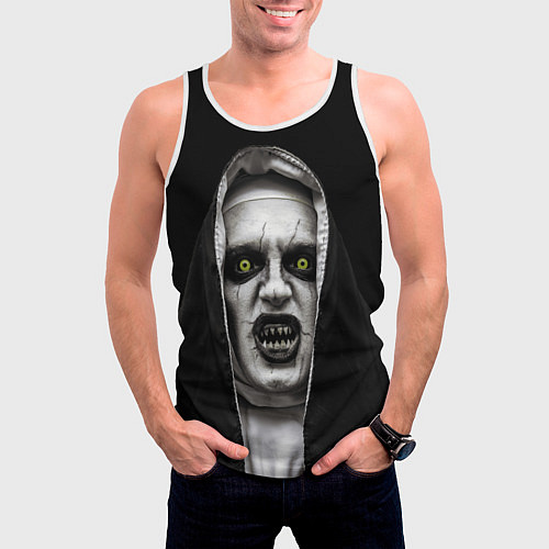Мужская майка без рукавов Ужасная монашка / 3D-Белый – фото 3