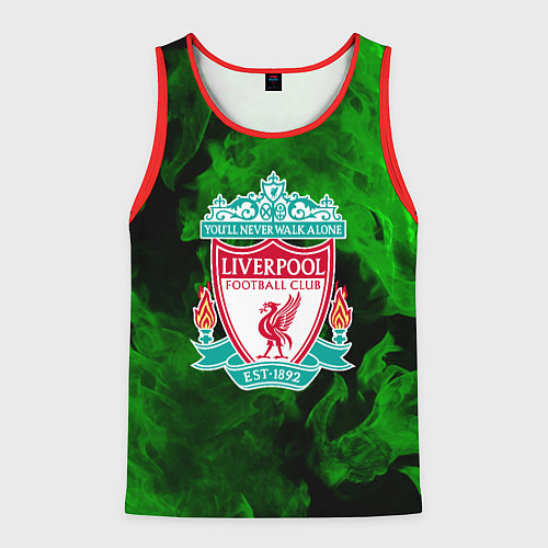 Мужская майка без рукавов Liverpool green fire / 3D-Красный – фото 1
