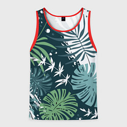Майка-безрукавка мужская Листья тропических джунглей абстракция, цвет: 3D-красный