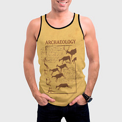 Майка-безрукавка мужская Археолог - наскальные рисунки с оленями, цвет: 3D-черный — фото 2