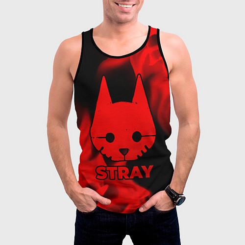 Мужская майка без рукавов Stray - red gradient / 3D-Черный – фото 3