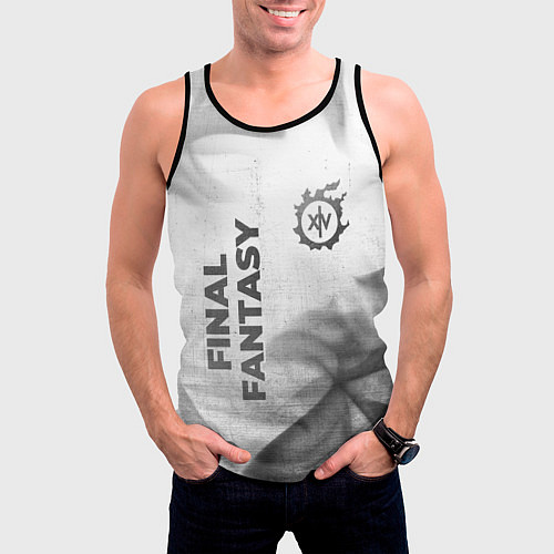 Мужская майка без рукавов Final Fantasy - white gradient вертикально / 3D-Черный – фото 3