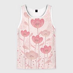 Майка-безрукавка мужская Абстрактные цветы в розовом, цвет: 3D-белый