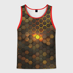 Майка-безрукавка мужская Светящиеся коричневый соты - тепловая энергия, цвет: 3D-красный