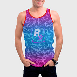 Майка-безрукавка мужская Rock star neon, цвет: 3D-красный — фото 2