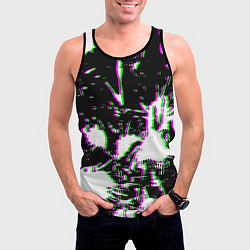 Майка-безрукавка мужская Краски глитч неон, цвет: 3D-черный — фото 2