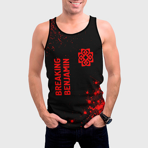 Мужская майка без рукавов Breaking Benjamin - red gradient вертикально / 3D-Черный – фото 3