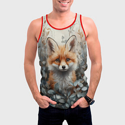 Майка-безрукавка мужская Грустный лисёнок, цвет: 3D-красный — фото 2