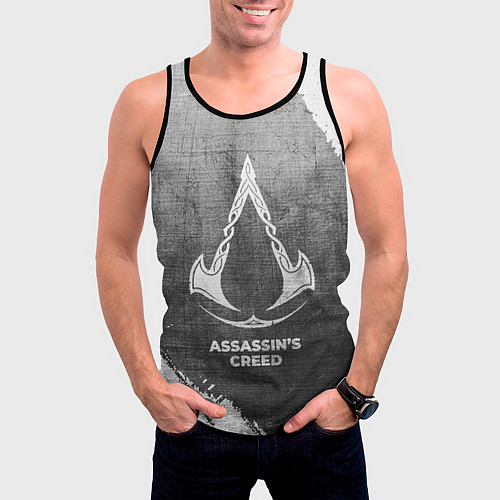 Мужская майка без рукавов Assassins Creed - grey gradient / 3D-Черный – фото 3