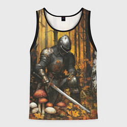 Майка-безрукавка мужская Воин в осеннем лесу, цвет: 3D-черный